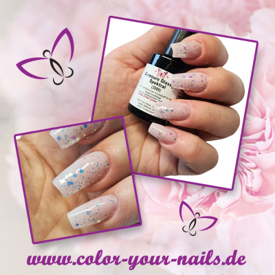 NEUE GRÖßE. Top Gloss Glitter Spektral (3089). Finishgel ohne Schwitzschicht