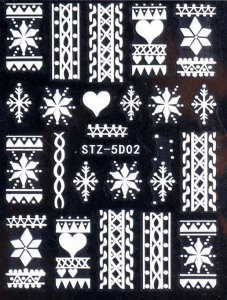 5d Weihnachtssticker weiß, Strick, Herz, (STZ-5D02)