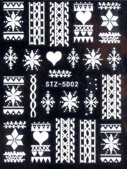 5d Weihnachtssticker weiß, Strick, Herz, (STZ-5D02)