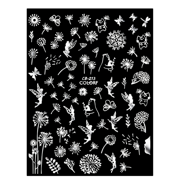 Hauchdünne Nagelsticker Pusteblume, Fee, WEISS (CB-213)