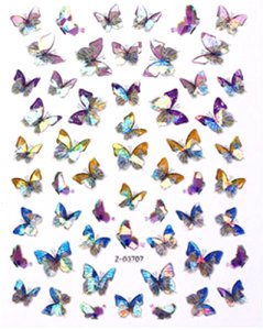 Hologramm Nagelsticker Schmetterlinge hell (D-3707)