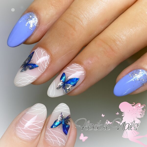 Hologramm Nagelsticker Schmetterlinge hell (D-3707)