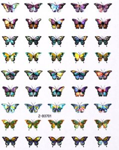 Hologramm Nagelsticker Schmetterlinge dunkel (3701)