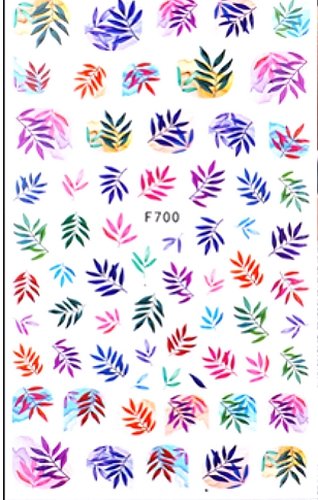 Hauchdünne Nagelsticker,,  sehr filigrane Palmenblätter, BUNT   (F700), BUNT, Nagelsticker