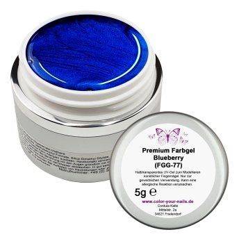 5g Premium Metalllic Farbgel Blueberry (FGG-77) Wunderschönes Blau, HEMA FREE