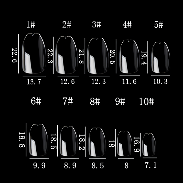 Special Fullcover KURZE BALLERINA Tips,Press on Tips,  (1 VE= 24 Tips) transparent 2 VE