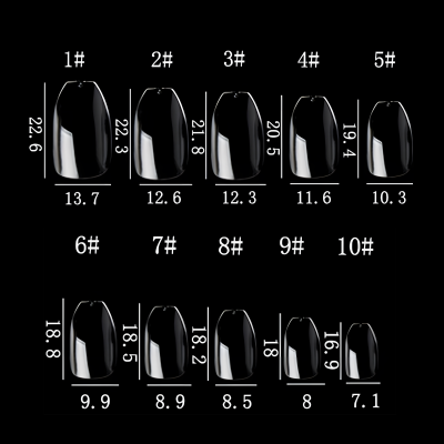 Special Fullcover KURZE BALLERINA Tips,Press on Tips,  (1 VE= 24 Tips) transparent 10 VE