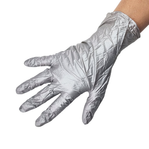 Nitril Handschuhe METALLIC SILBER.Gr. M., Nitrilhandschuhe