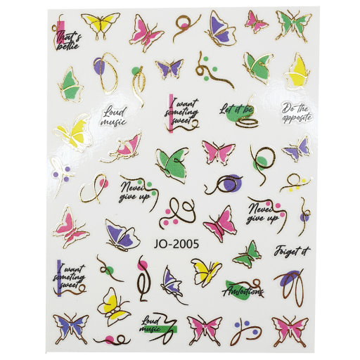 Trendige, sommerliche Nagelsticker Schmetterlinge bunt (JO-2005),hauchdünn