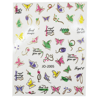 Trendige, sommerliche Nagelsticker Schmetterlinge bunt (JO-2005),hauchdünn