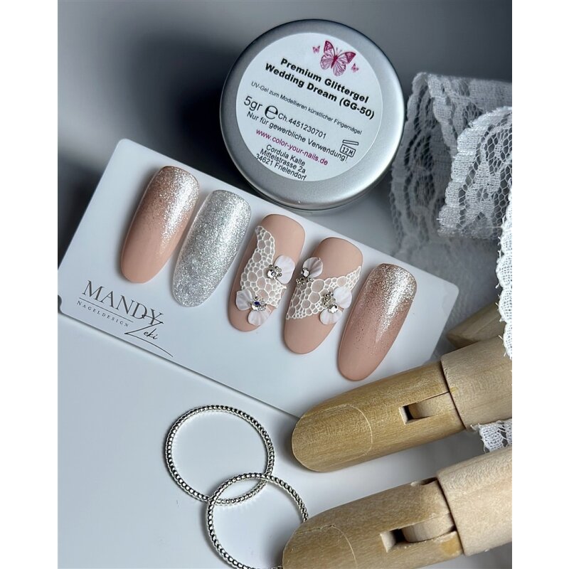 AYNKH UV-Gel Nagelsticker Set - Selbstklebend, Rosa Glitter, Inkl. Nagelwerkzeug (für DIY Nail Art)