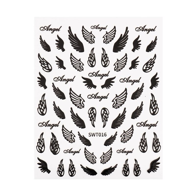 Nagelsticker Flügel, Angel (Engel) 3 Farben (SWT-016) Schwarz