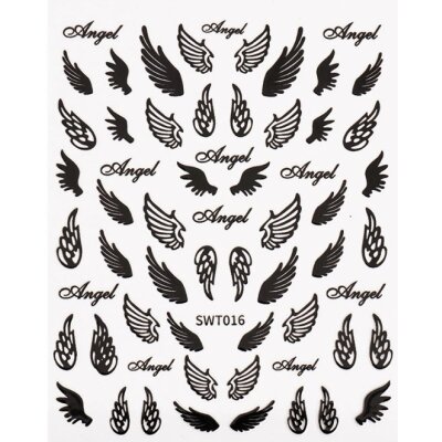 Nagelsticker Flügel, Angel (Engel) 3 Farben (SWT-016) Schwarz