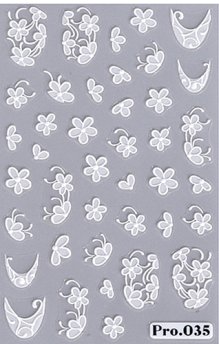 5D Blüten Nagelsticker, weiß, Pro Serie. Auswahl.