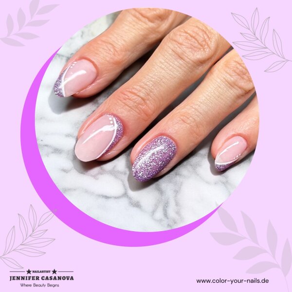 Premium Silver - Line Glamgel, 5g. Farbgele mit silber Glitzer Purple Glow (FGG-82)