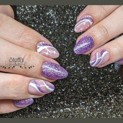 Premium Silver - Line Glamgel, 5g. Farbgele mit silber Glitzer Purple Glow (FGG-82)
