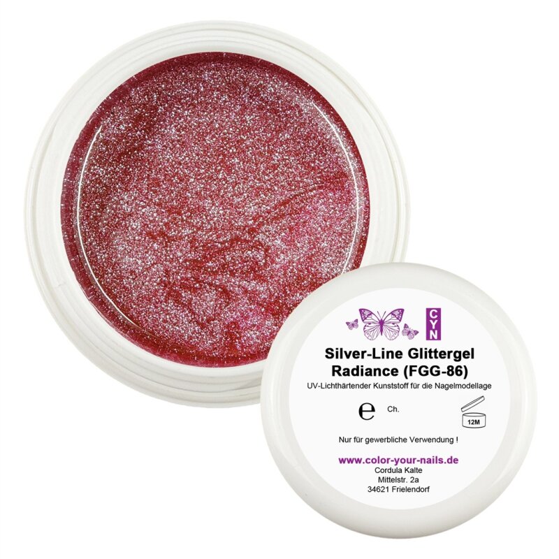 Premium Silver - Line Glamgel, 5g. Farbgele mit silber Glitzer Radiance (FGG-86)