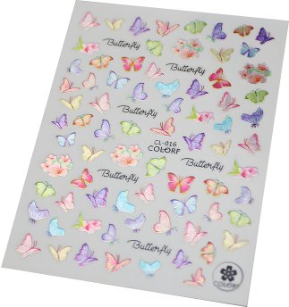 Hauchdünne Metallic Nagelsticker Schmetterlinge im farbenfrohen Design  (CL-016)