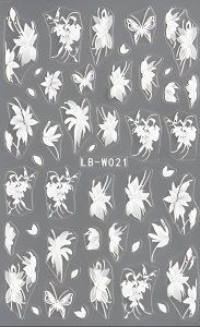 5D Nagelsticker Blumen  Weiß  (LB-W021)
