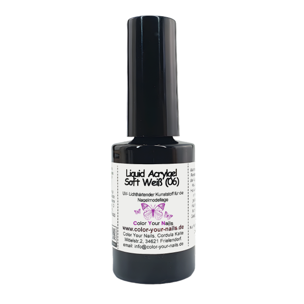 Liquid Acrylgel, 5ml in Pinselflasche Soft weiß (06)