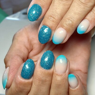 Premium Silver - Line Glamgel, 5g. Farbgele mit silber Glitzer Smaragd-Türkis (FGG-95)