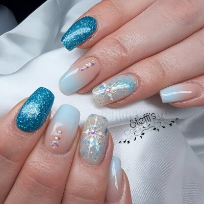 Premium Silver - Line Glamgel, 5g. Farbgele mit silber Glitzer Smaragd-Türkis (FGG-95)