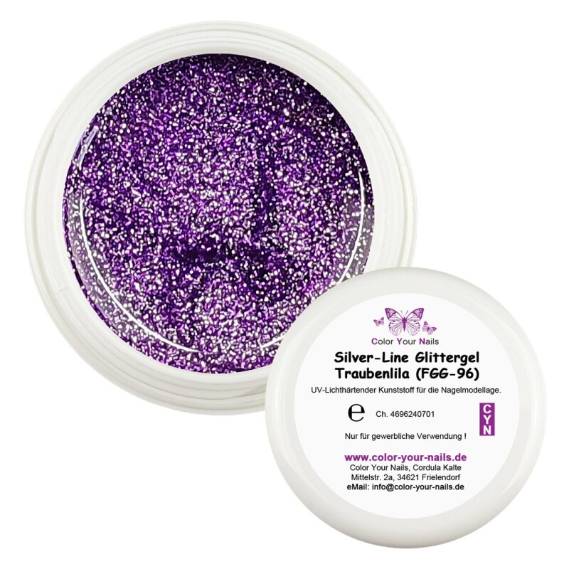 Premium Silver - Line Glamgel, 5g. Farbgele mit silber Glitzer Traubenlila (FGG-96)