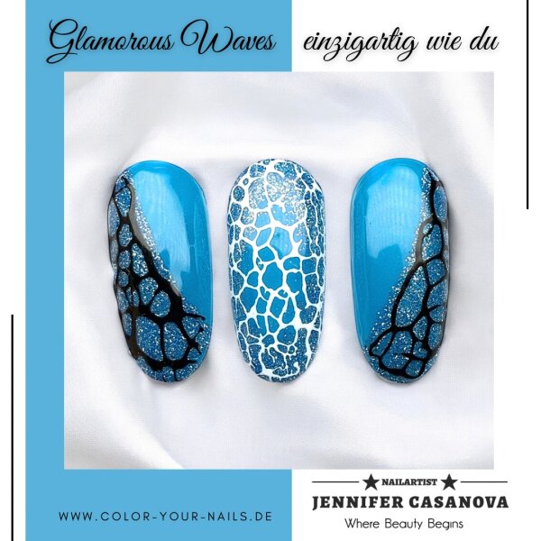 Premium Silver - Line Glamgel, 5g. Farbgele mit silber Glitzer Ocean Blue (FGG-94)