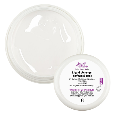Liquid Acrylgel IM TIEGEL. Farbe: 15g Softweiß (06)