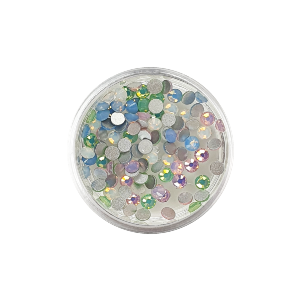 ca. 100 Strasssteine in Dose.  Pastell Opal (-5)