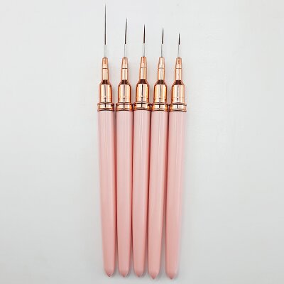 5er Set Linerpinsel- Schlepperpinsel mit Kappen Hellrosa