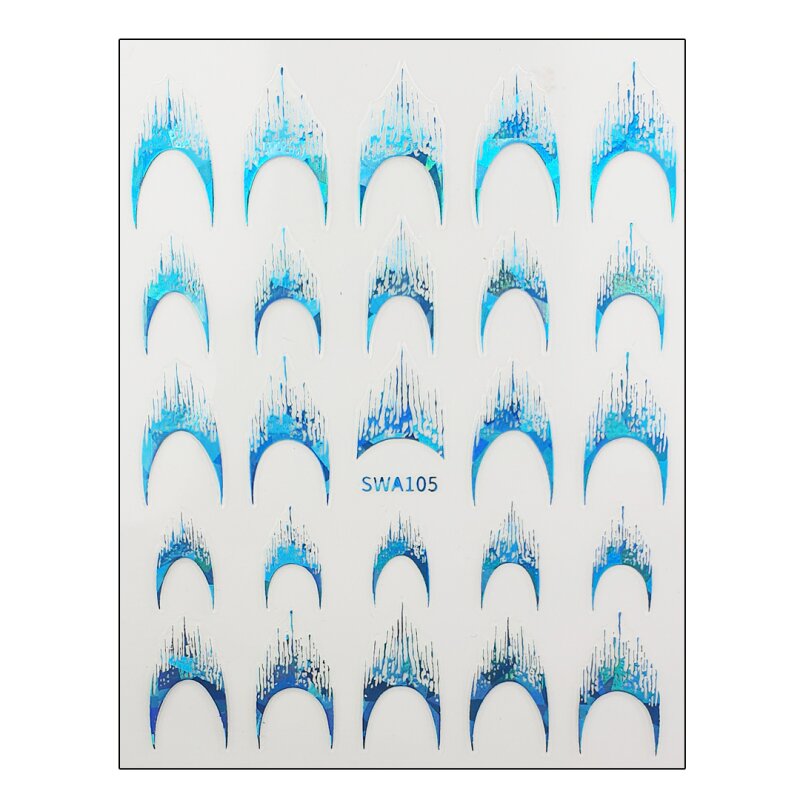 French Design Nagelsticker – Holo-Effekt Blau (SWA105)