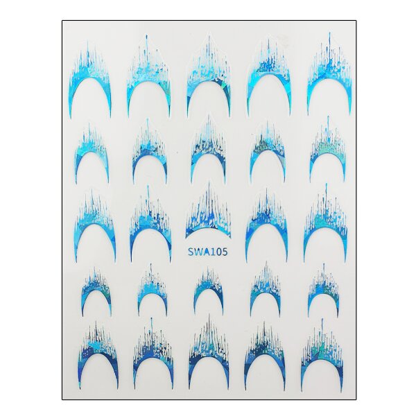 French Design Nagelsticker – Holo-Effekt Blau (SWA105)