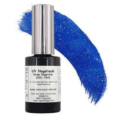 UV Nagellack in verschiedenen Farben. Polishgel Deep Sapphire Sparkle (UVL-760)