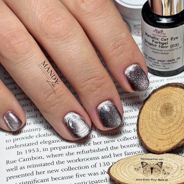 Metallic Cat Eye Farbgele Graphit Noir (MCE-03) in Pinselflasche