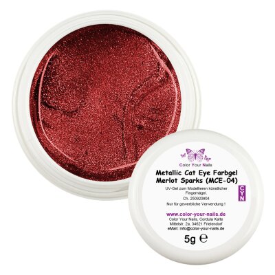 Metallic Cat Eye Farbgele Merlot Sparks (MCE-04) im Tiegel