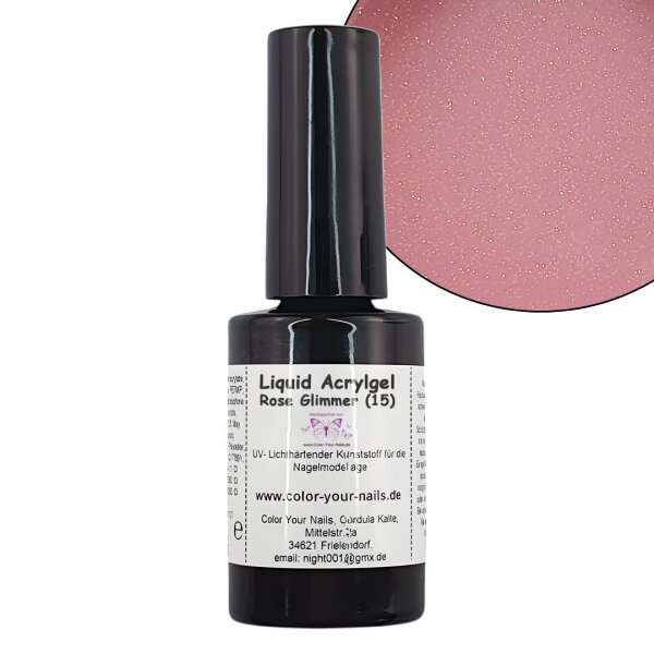 Liquid Acrylgel Rose Glimmer (15) in Pinselflasche