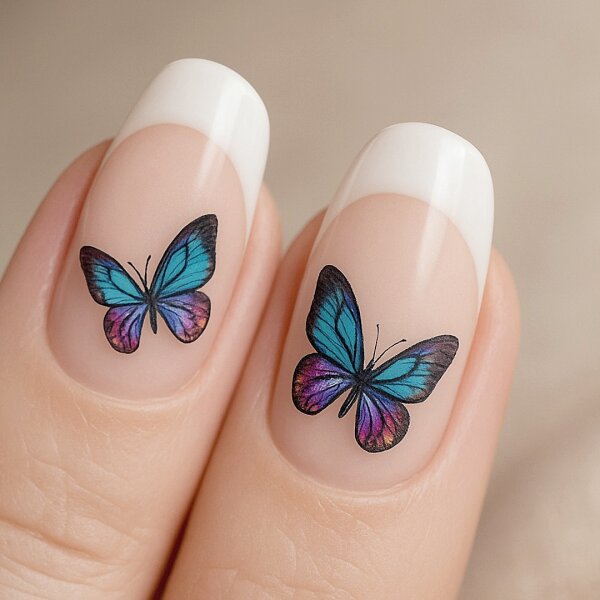 Hologramm Nagelsticker Schmetterlinge dunkel (D-3713)