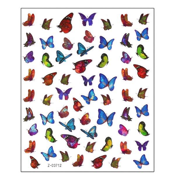 Hologramm Nagelsticker fliegende Schmetterlinge  (D-3712)