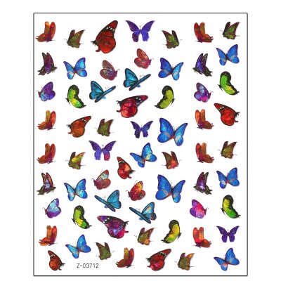 Hologramm Nagelsticker fliegende Schmetterlinge  (D-3712)