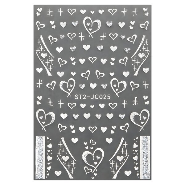 Herzen Nailart Sticker Silber (ST2-JC025) –...