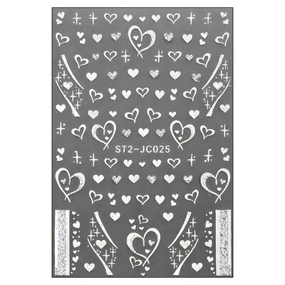 Herzen Nailart Sticker Silber (ST2-JC025) – selbstklebend