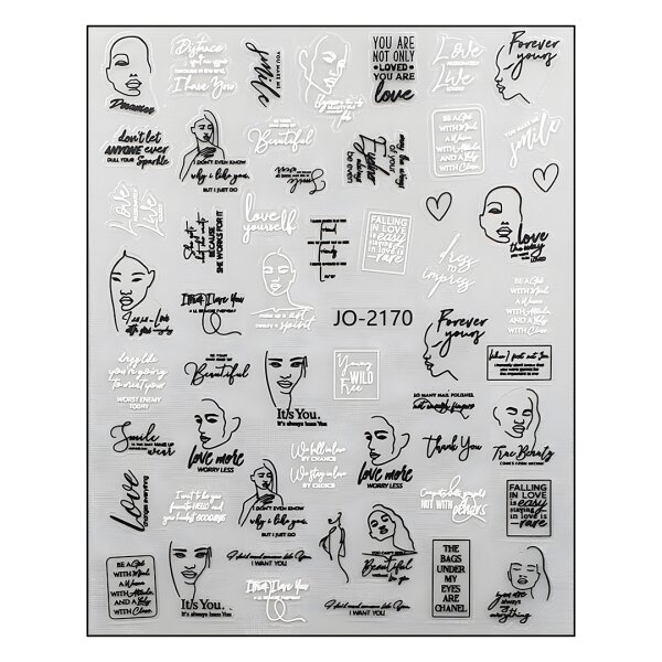 Dekorative Nailart Sticker mit Schriftzügen,...
