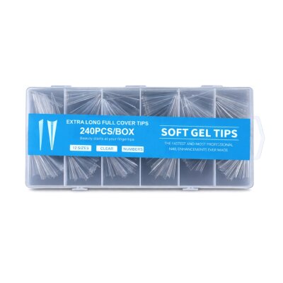 Extra Long Mountain Peak Soft Gel Tips – Full Cover (240 Stück)