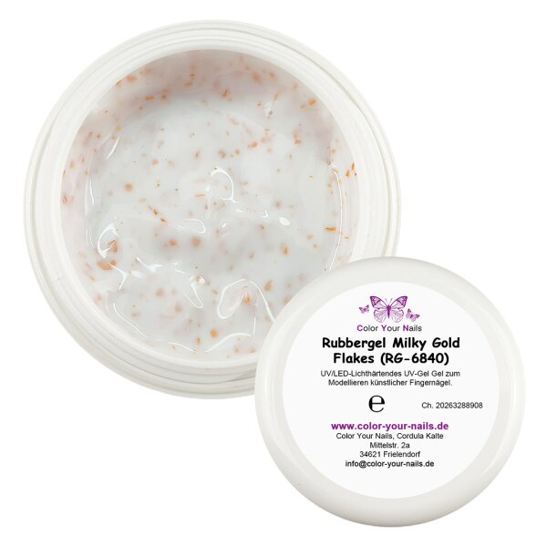 Rubbergel Milky Gold Flakes (RG-6840) 15g Tiegel