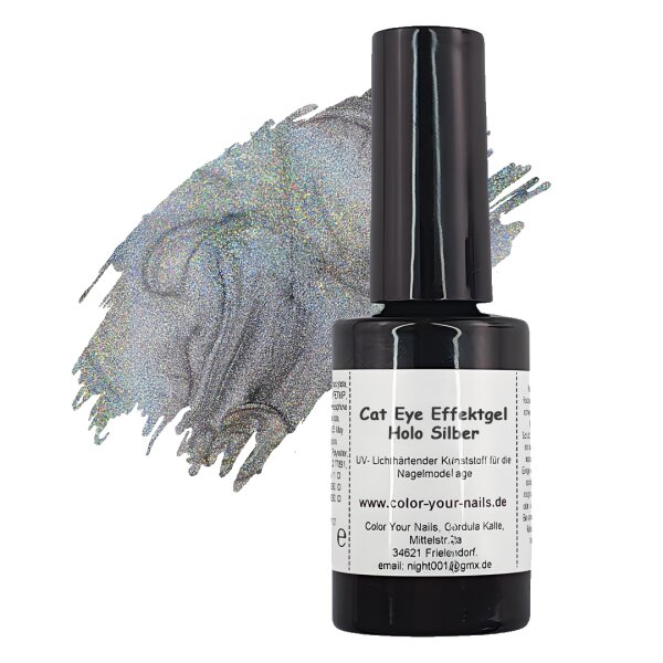 Cat Eye Effektgel Holo Silber 15ml in Pinselflasche