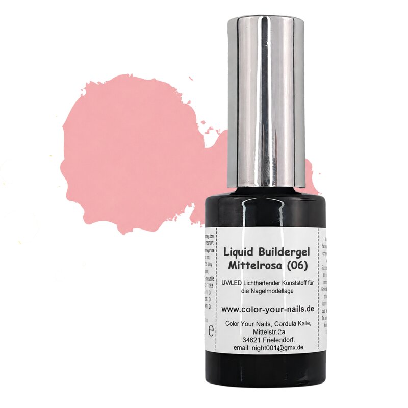 Liquid Buildergel in der Pinselflasche Mittelrosa (06) 5ml