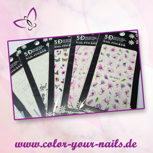 5  x  5D Nagelsticker unserer Wahl