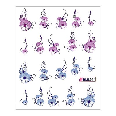 Water Decals Blüten Hellblau, Rosa (BLE244)
