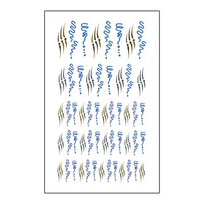 Water Decals Nailart-Linien Blau, Silber & Gold